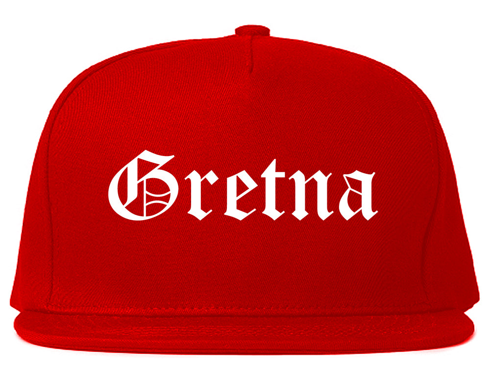 Gretna Nebraska NE Old English Mens Snapback Hat Red