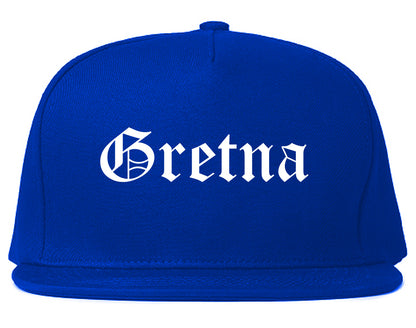 Gretna Nebraska NE Old English Mens Snapback Hat Royal Blue
