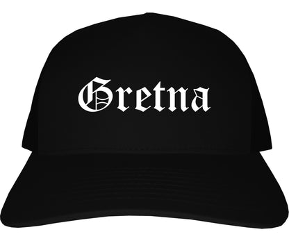 Gretna Nebraska NE Old English Mens Trucker Hat Cap Black