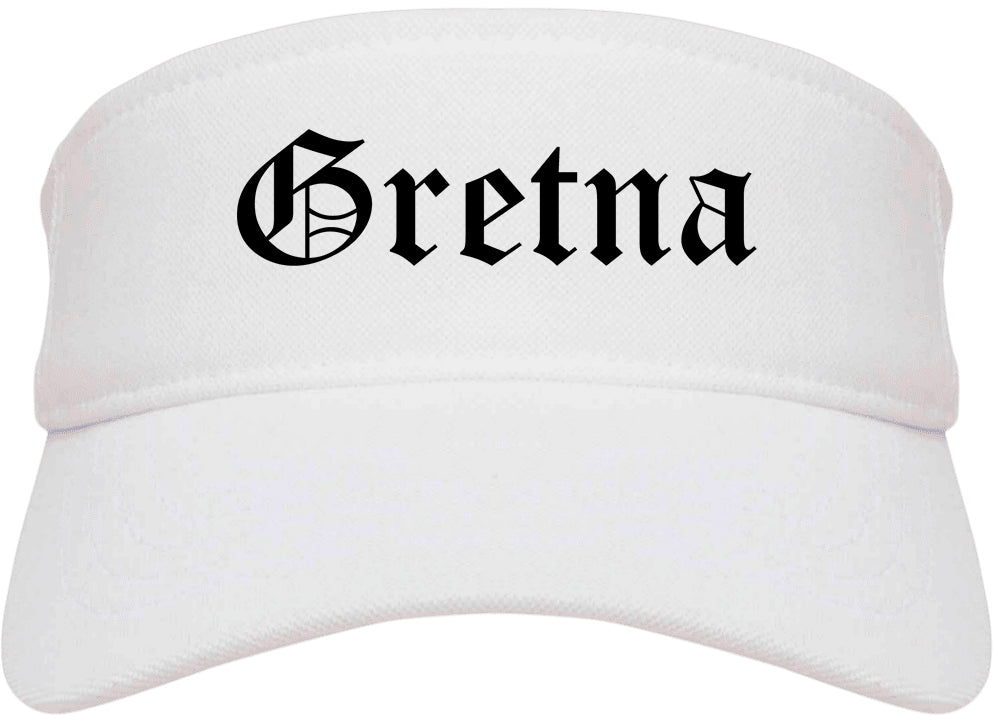 Gretna Nebraska NE Old English Mens Visor Cap Hat White