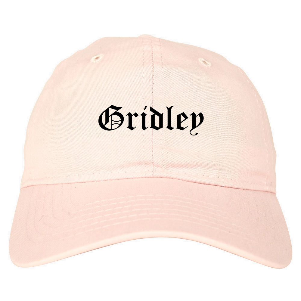 Gridley California CA Old English Mens Dad Hat Baseball Cap Pink