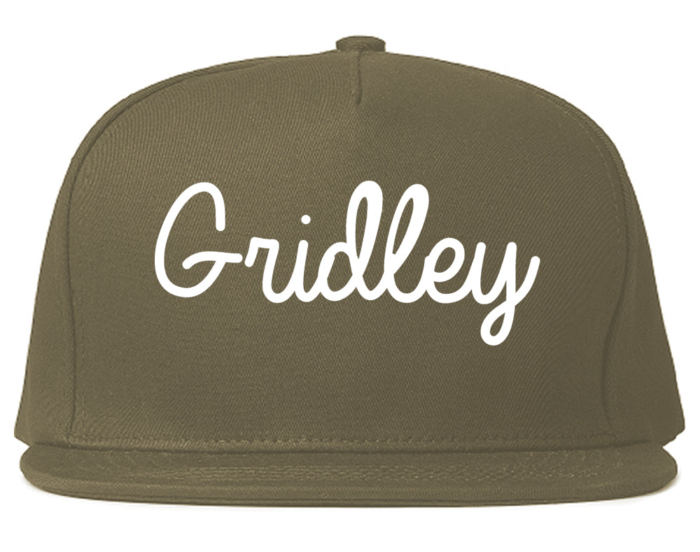 Gridley California CA Script Mens Snapback Hat Grey