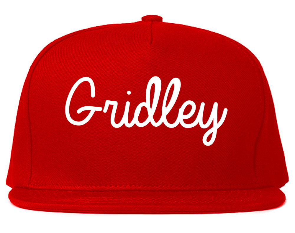 Gridley California CA Script Mens Snapback Hat Red