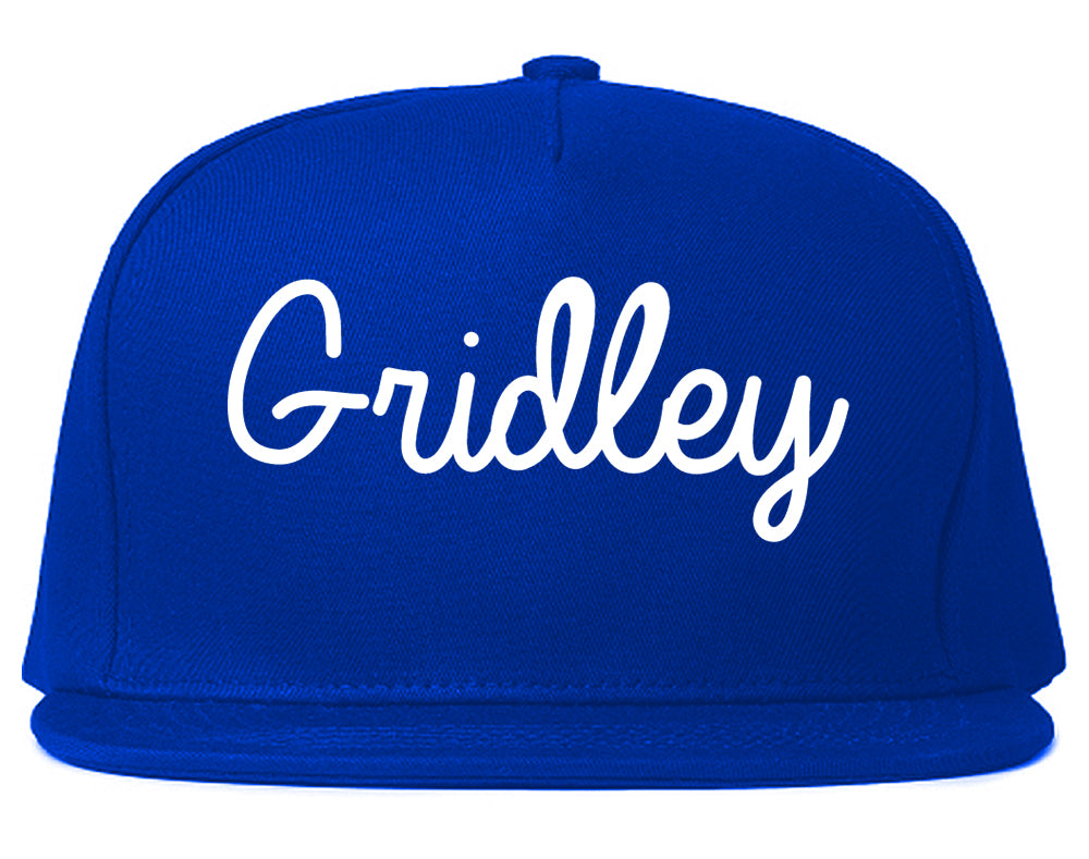Gridley California CA Script Mens Snapback Hat Royal Blue