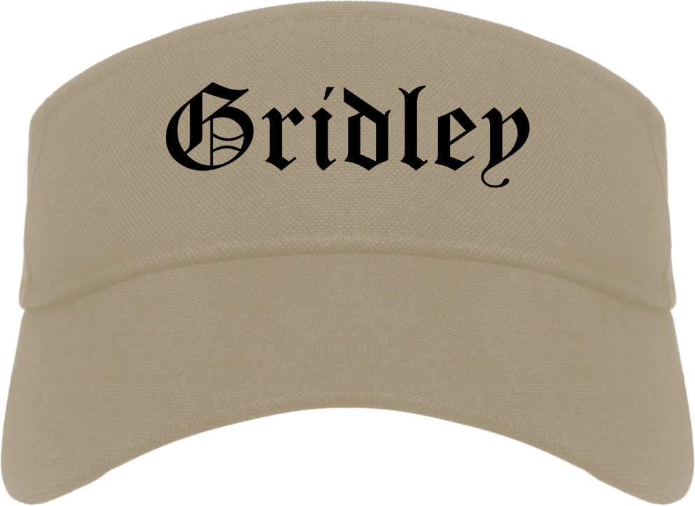 Gridley California CA Old English Mens Visor Cap Hat Khaki