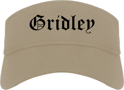 Gridley California CA Old English Mens Visor Cap Hat Khaki
