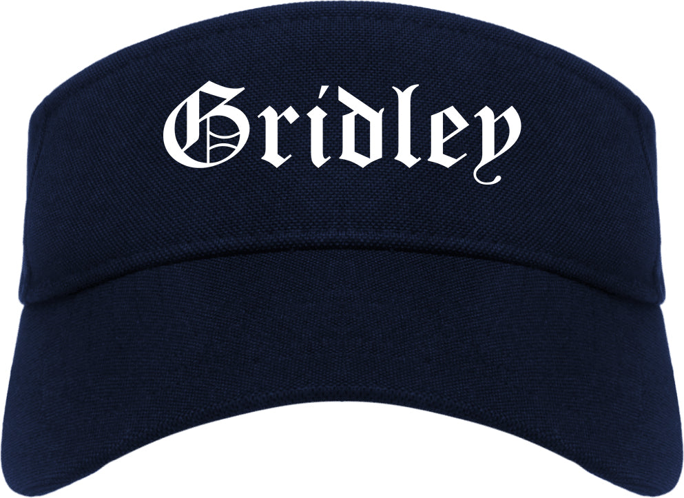 Gridley California CA Old English Mens Visor Cap Hat Navy Blue
