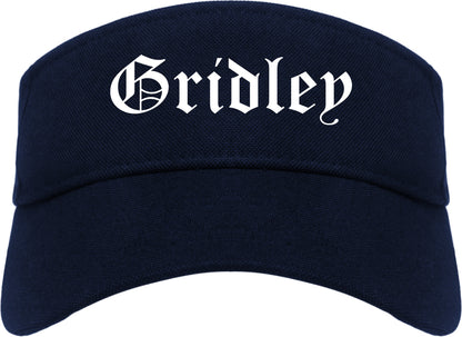 Gridley California CA Old English Mens Visor Cap Hat Navy Blue