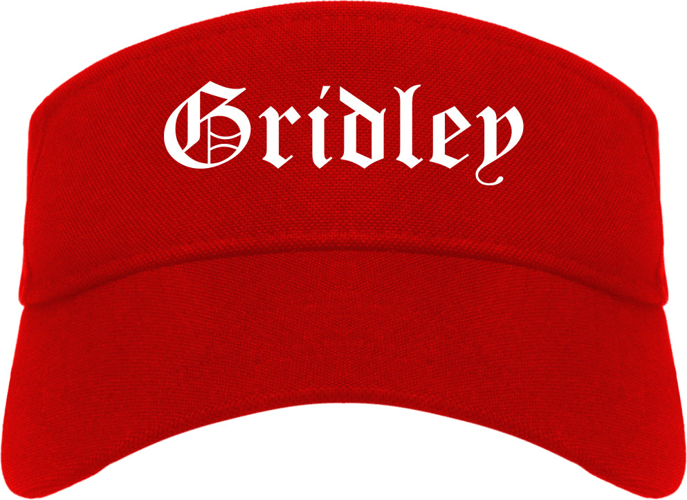 Gridley California CA Old English Mens Visor Cap Hat Red