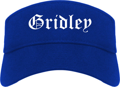 Gridley California CA Old English Mens Visor Cap Hat Royal Blue