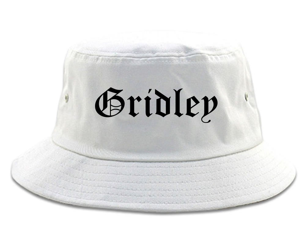 Gridley California CA Old English Mens Bucket Hat White