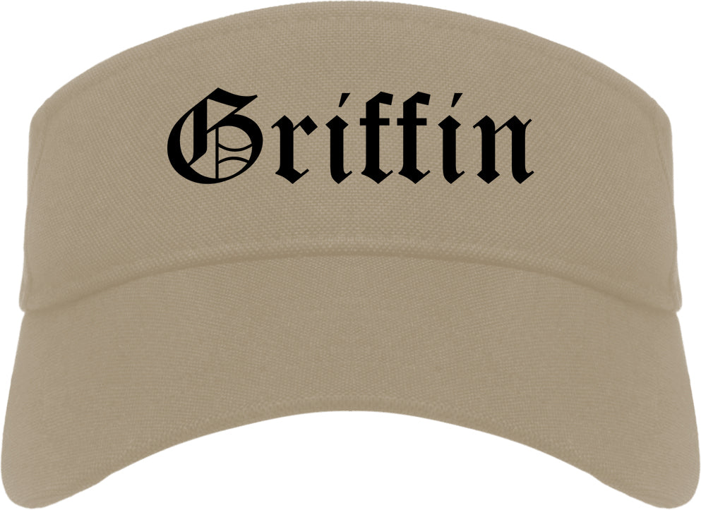 Griffin Georgia GA Old English Mens Visor Cap Hat Khaki