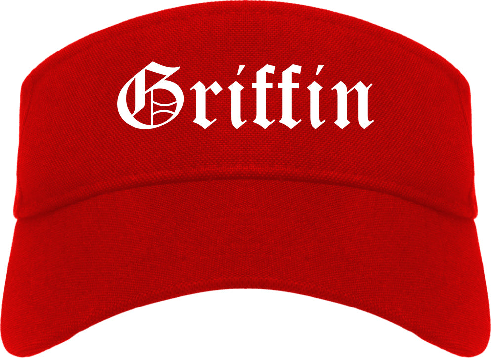 Griffin Georgia GA Old English Mens Visor Cap Hat Red