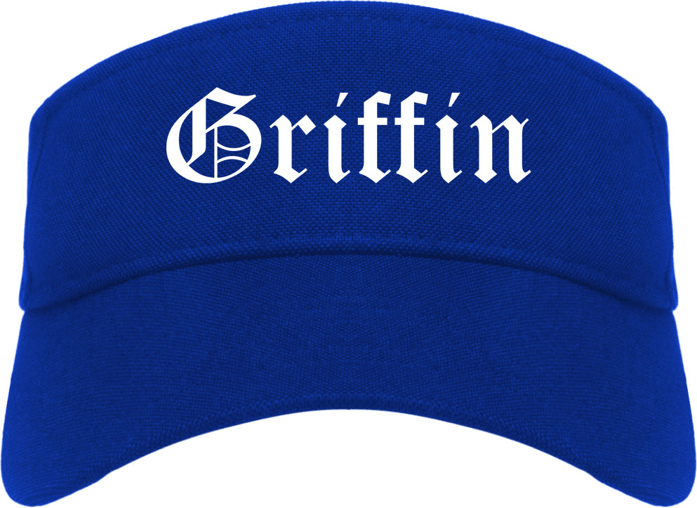 Griffin Georgia GA Old English Mens Visor Cap Hat Royal Blue