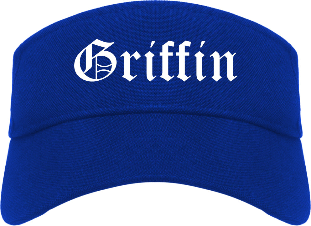Griffin Georgia GA Old English Mens Visor Cap Hat Royal Blue