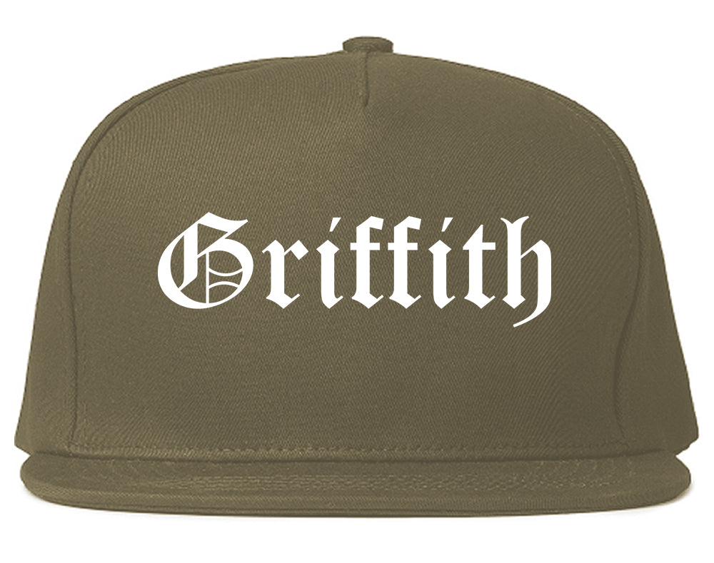 Griffith Indiana IN Old English Mens Snapback Hat Grey