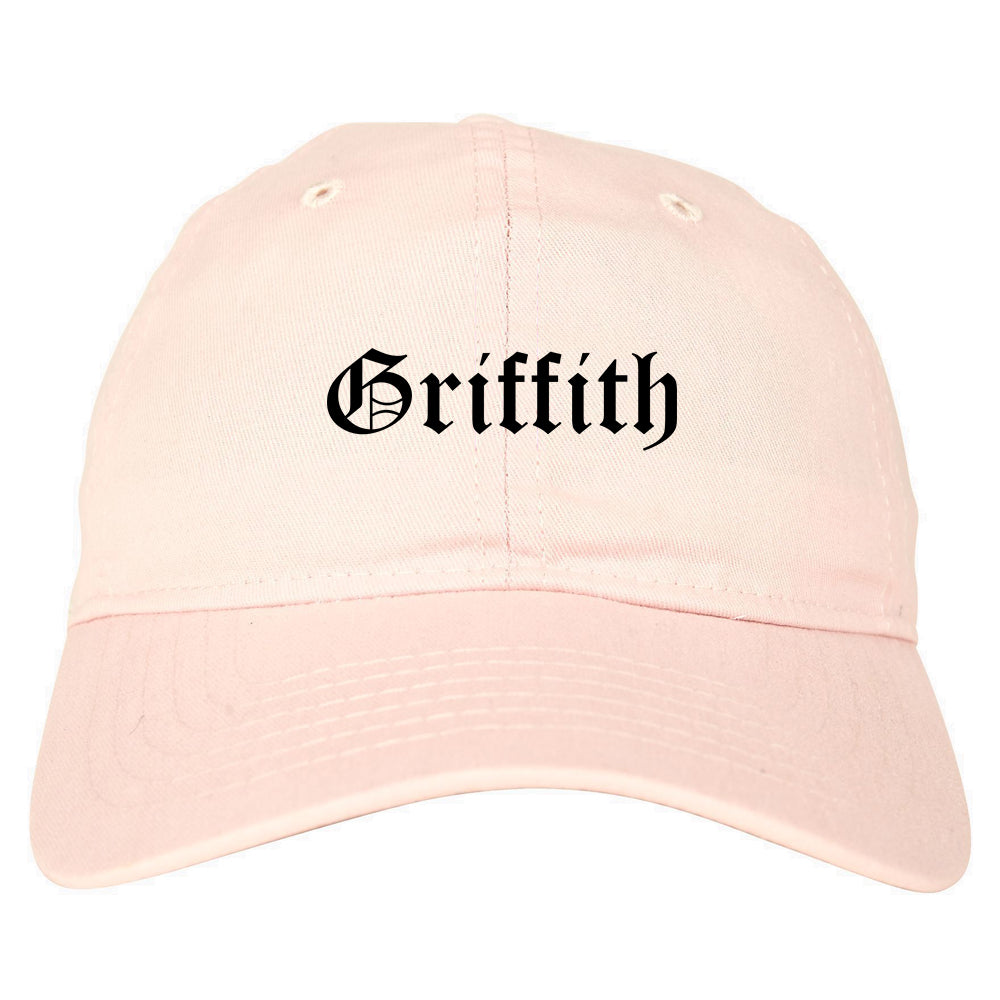 Griffith Indiana IN Old English Mens Dad Hat Baseball Cap Pink