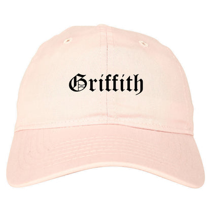 Griffith Indiana IN Old English Mens Dad Hat Baseball Cap Pink