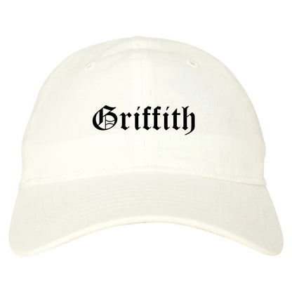 Griffith Indiana IN Old English Mens Dad Hat Baseball Cap White