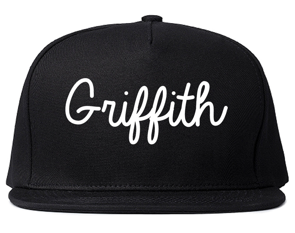 Griffith Indiana IN Script Mens Snapback Hat Black