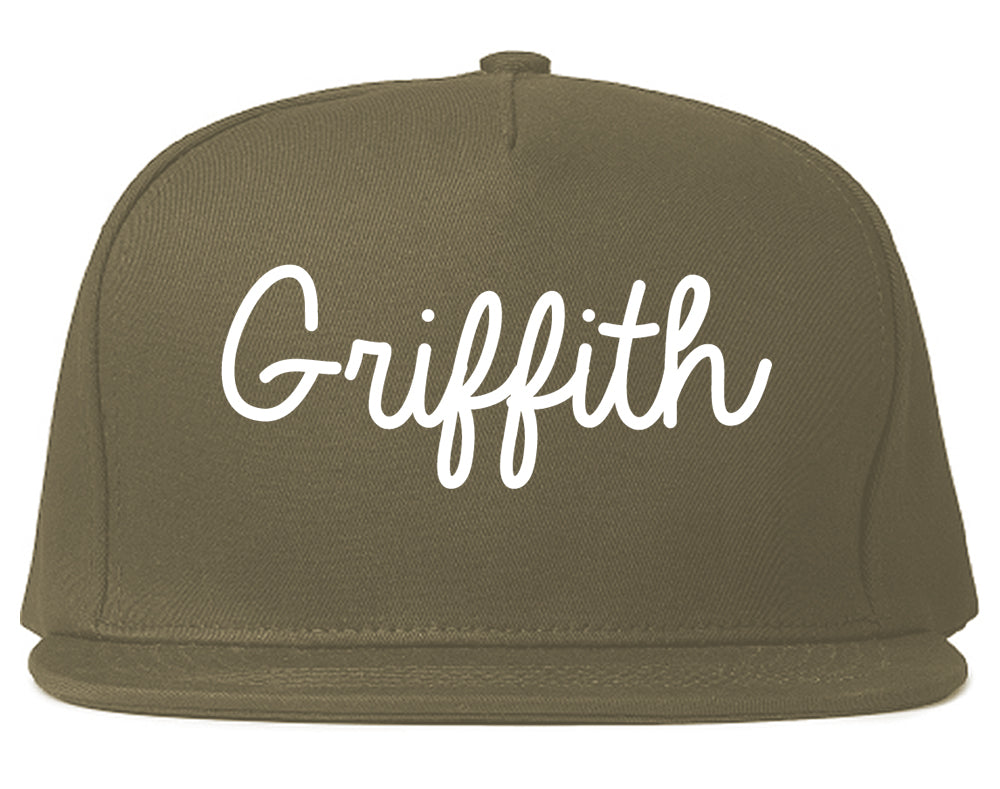 Griffith Indiana IN Script Mens Snapback Hat Grey