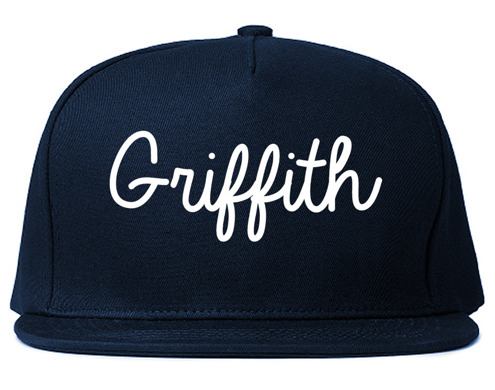 Griffith Indiana IN Script Mens Snapback Hat Navy Blue