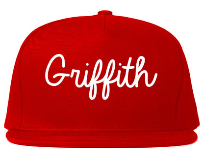 Griffith Indiana IN Script Mens Snapback Hat Red
