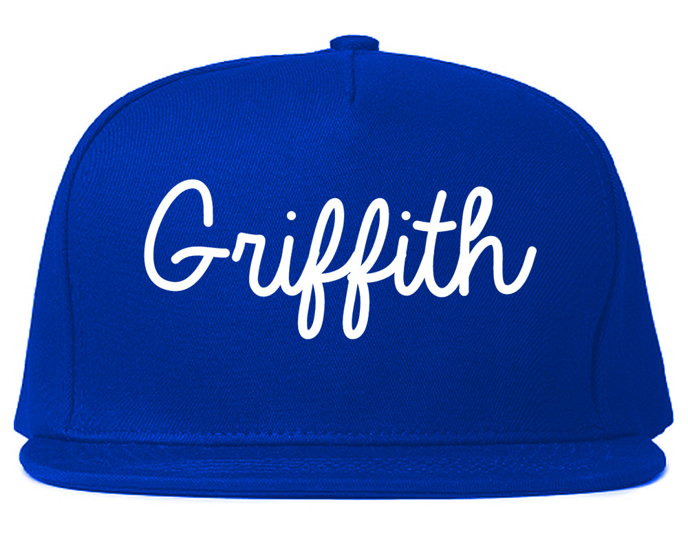 Griffith Indiana IN Script Mens Snapback Hat Royal Blue