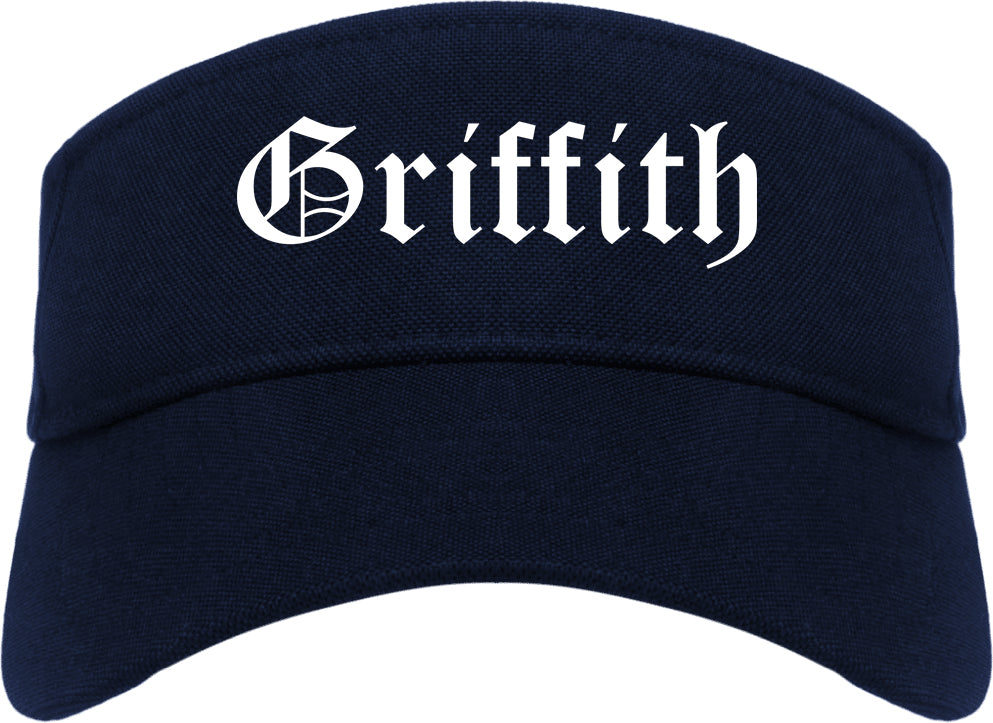 Griffith Indiana IN Old English Mens Visor Cap Hat Navy Blue