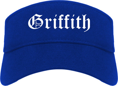 Griffith Indiana IN Old English Mens Visor Cap Hat Royal Blue