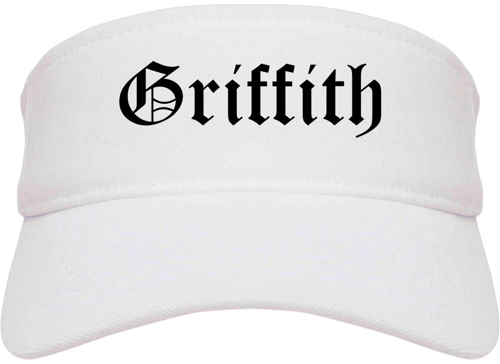 Griffith Indiana IN Old English Mens Visor Cap Hat White