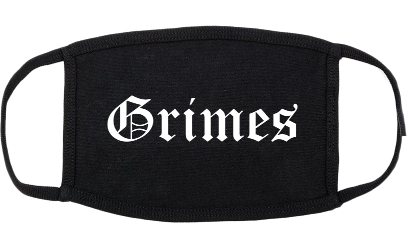 Grimes Iowa IA Old English Cotton Face Mask Black