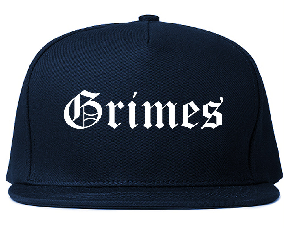 Grimes Iowa IA Old English Mens Snapback Hat Navy Blue