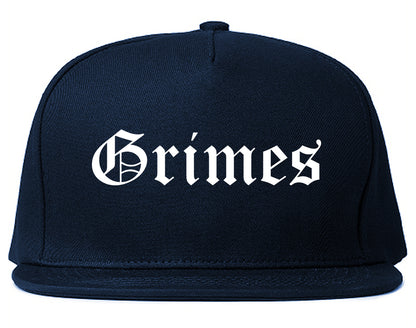 Grimes Iowa IA Old English Mens Snapback Hat Navy Blue