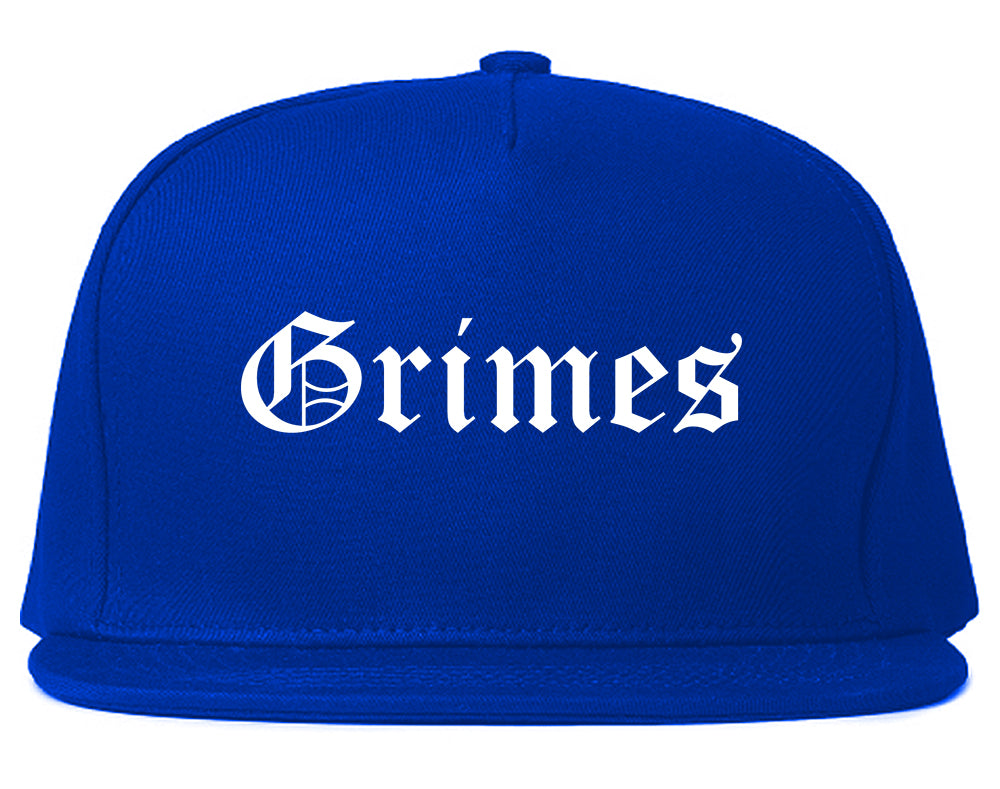 Grimes Iowa IA Old English Mens Snapback Hat Royal Blue