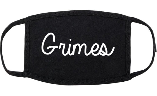 Grimes Iowa IA Script Cotton Face Mask Black