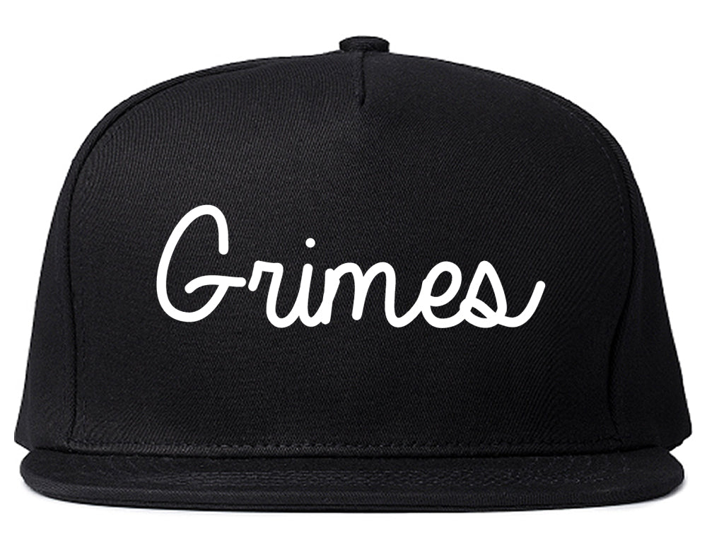 Grimes Iowa IA Script Mens Snapback Hat Black