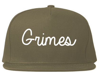 Grimes Iowa IA Script Mens Snapback Hat Grey