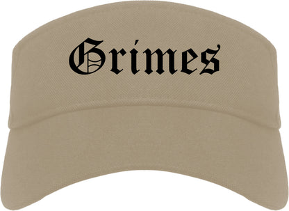 Grimes Iowa IA Old English Mens Visor Cap Hat Khaki