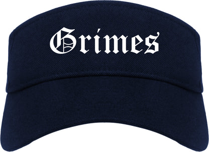 Grimes Iowa IA Old English Mens Visor Cap Hat Navy Blue