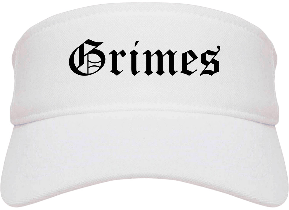 Grimes Iowa IA Old English Mens Visor Cap Hat White