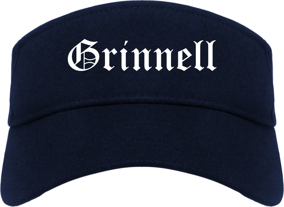 Grinnell Iowa IA Old English Mens Visor Cap Hat Navy Blue