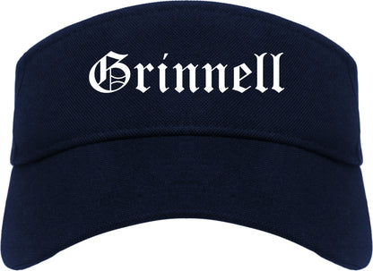 Grinnell Iowa IA Old English Mens Visor Cap Hat Navy Blue