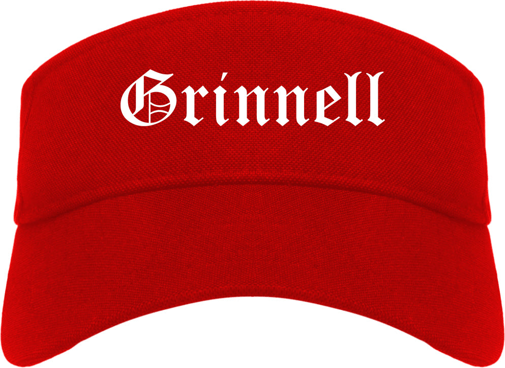 Grinnell Iowa IA Old English Mens Visor Cap Hat Red