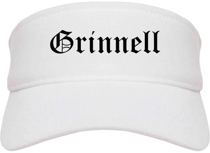 Grinnell Iowa IA Old English Mens Visor Cap Hat White