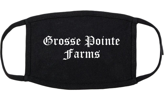 Grosse Pointe Farms Michigan MI Old English Cotton Face Mask Black