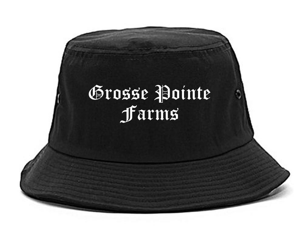 Grosse Pointe Farms Michigan MI Old English Mens Bucket Hat Black