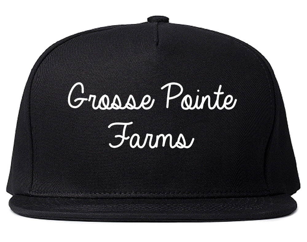 Grosse Pointe Farms Michigan MI Script Mens Snapback Hat Black