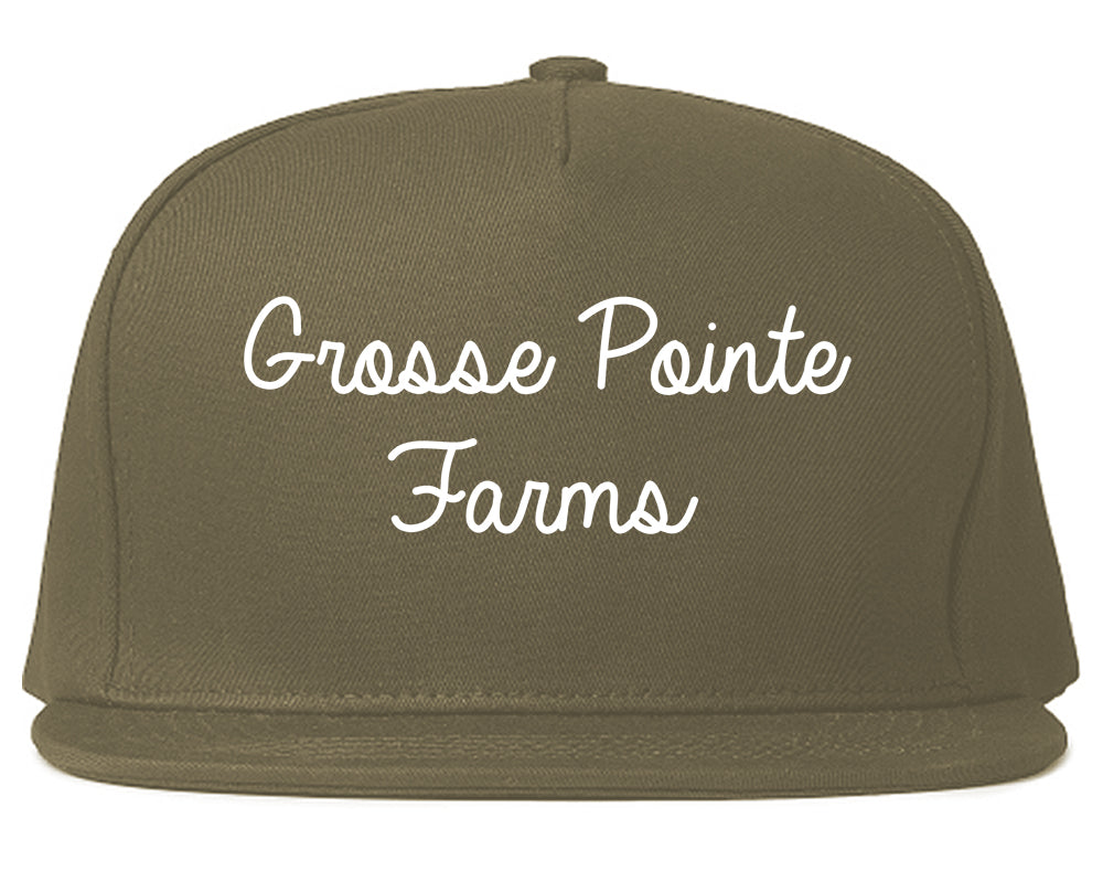 Grosse Pointe Farms Michigan MI Script Mens Snapback Hat Grey