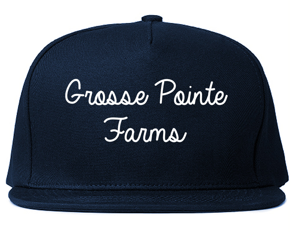 Grosse Pointe Farms Michigan MI Script Mens Snapback Hat Navy Blue